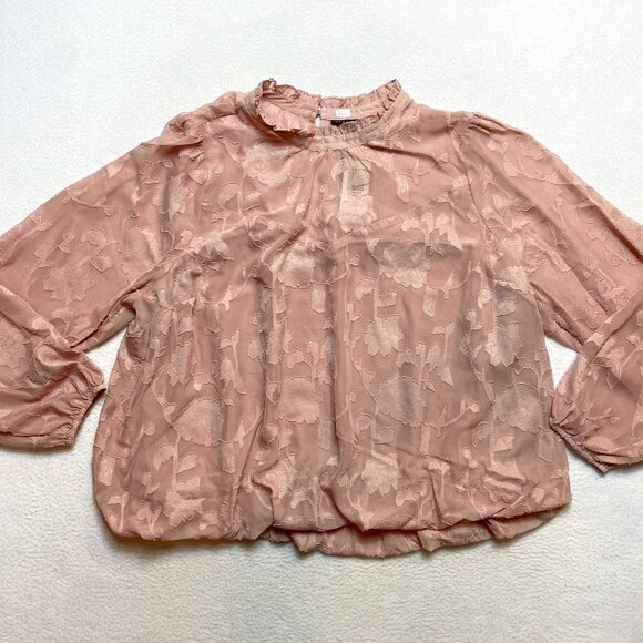 Torrid Puff Blouse Women's 2X Chiffon Clip Floral Bubble Hem Top $59 NWT - Picture 1 of 8